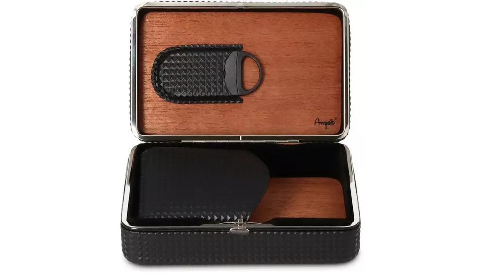 умидор Angelo Travel Diamond PU black with cutter 5 cig