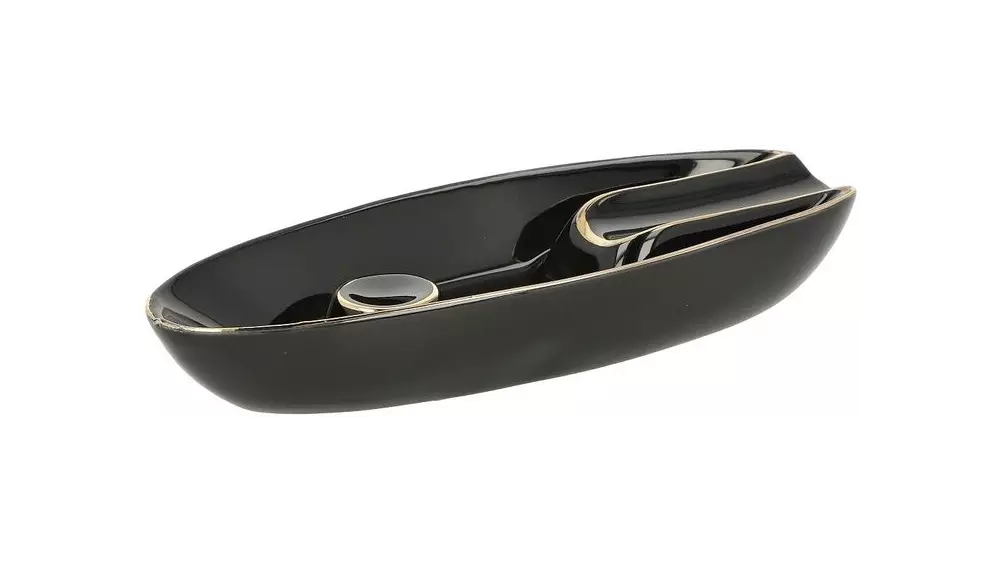 ashtray Single cigar ceramic black with gold 1 cig