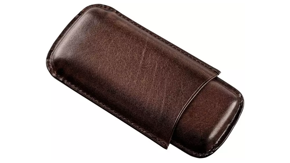 cigar case Angelo dark brown leather 3pcs