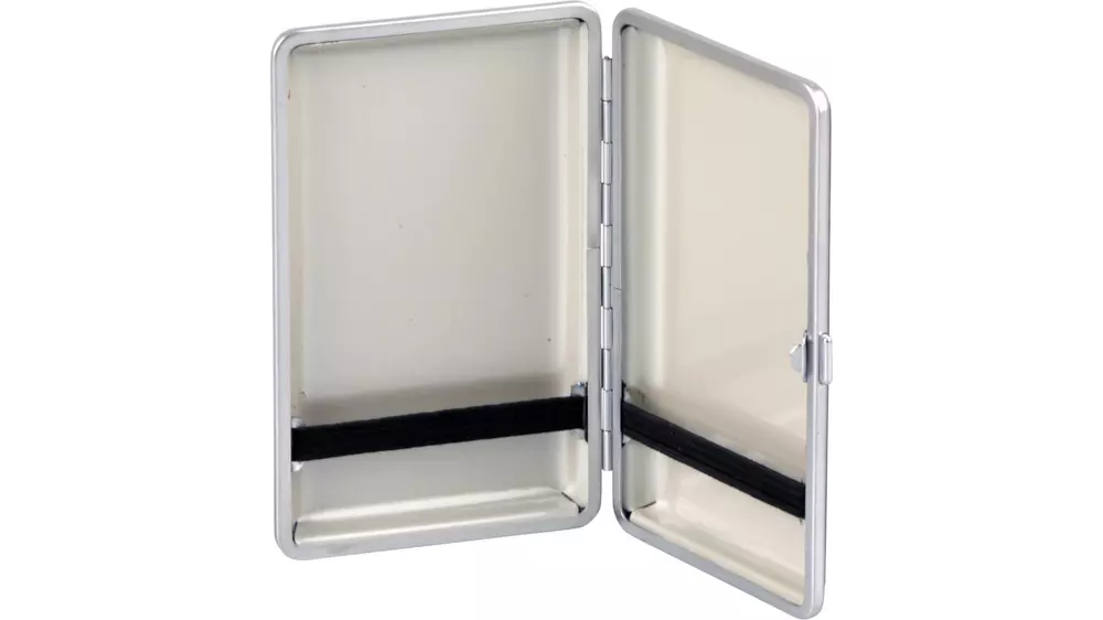 табакера Black leather look chrome frame asst. 14 cig 100mm
