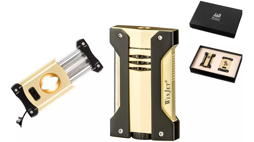 gift set Winjet lighter and V-cutter gold