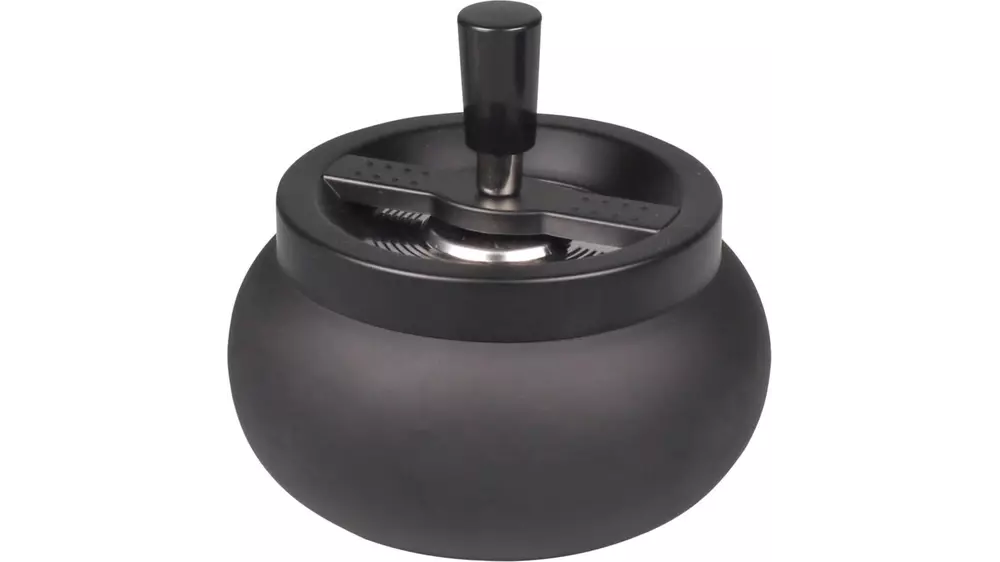 ashtray Spinning round black mat 11 cm