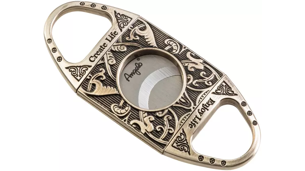 резачка Angelo metal antique silver and leather case