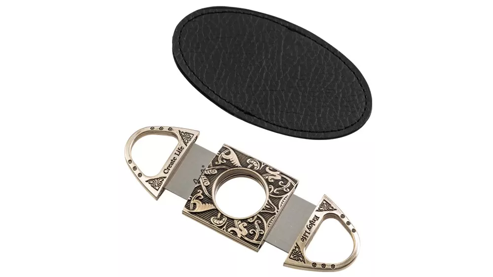 резачка Angelo metal antique silver and leather case