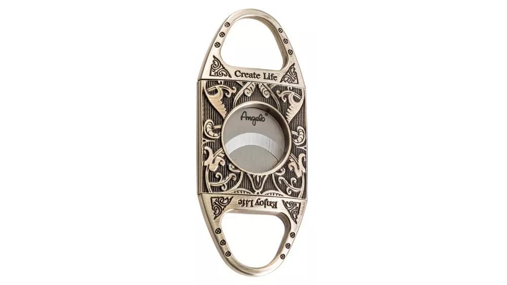 резачка Angelo metal antique silver and leather case