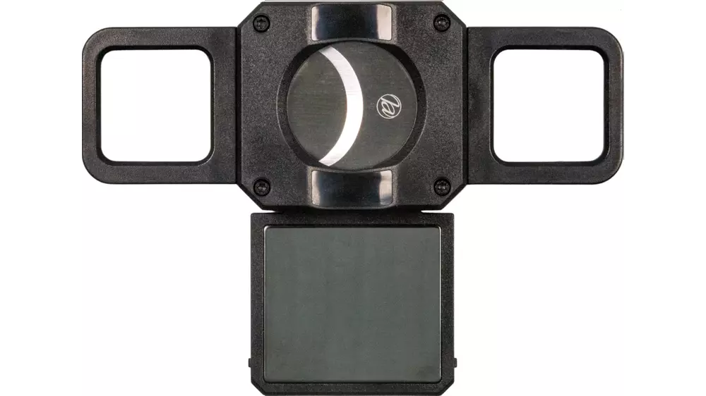 резачка Cutter 2 in 1 PU black with cigar rest