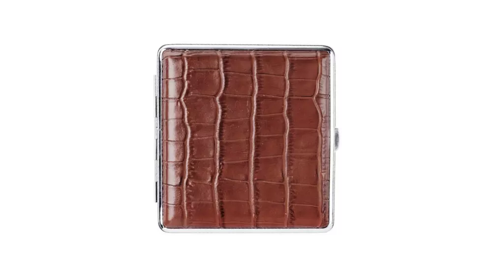 табакера Angelo Real leather brown croco optics, rubber