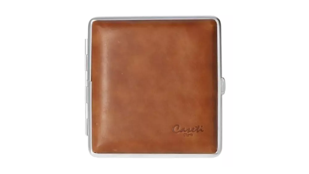 табакера Caseti Real leather light brown 85mm/20 pce