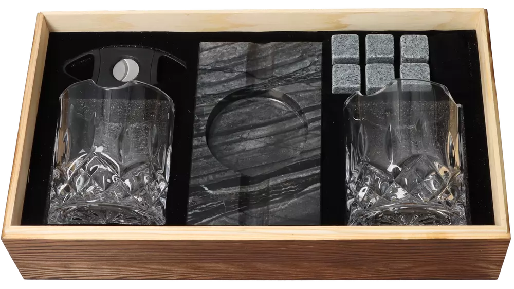под. к-т Cigar Smokers set No.3 stone ashtray + cutter + glasses