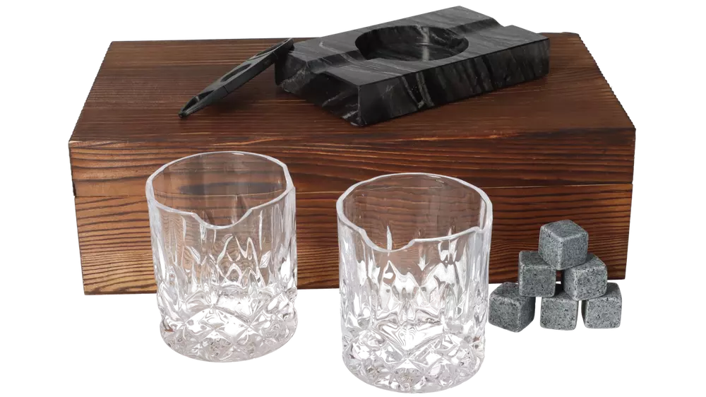 под. к-т Cigar Smokers set No.3 stone ashtray + cutter + glasses