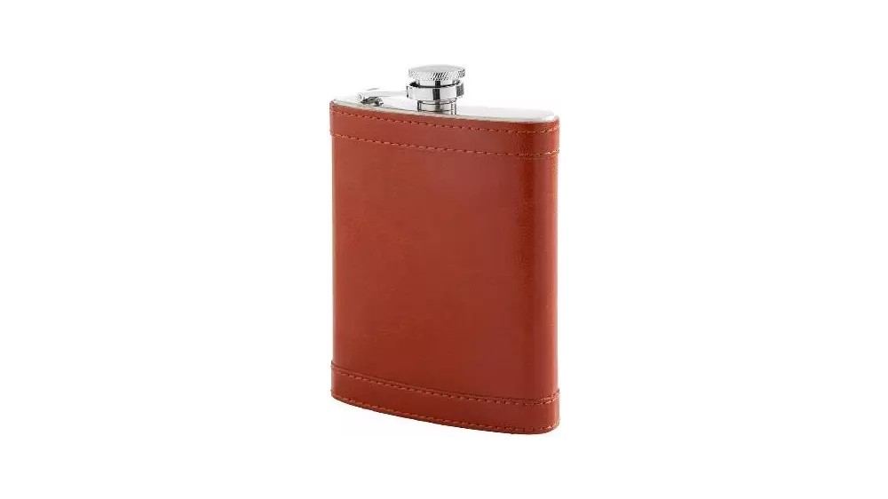 бутилка за алкохол Flask PU leather brown 8oz 240 ml