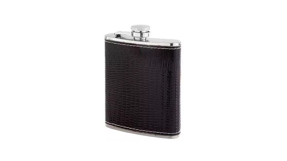 бутилка за алкохол Flask PU leather black 7oz 210 ml
