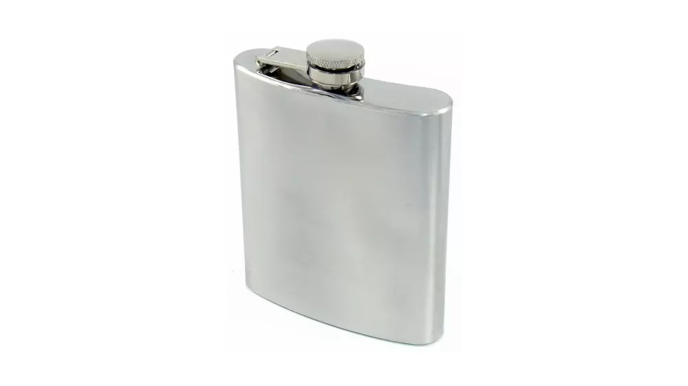 бутилка за алкохол Flask metal brushe chrome, 7oz 210ml