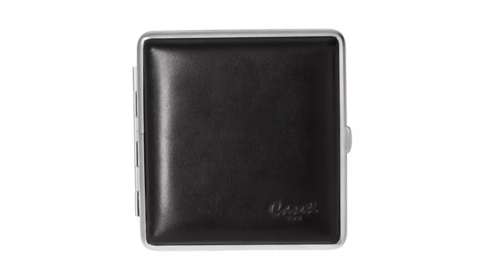 табакера Caseti real leather black 85mm/20pcs