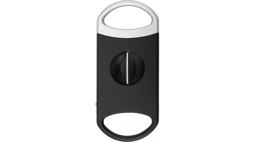 резачка Cigar cutter kerf cut rubber finish black and silver