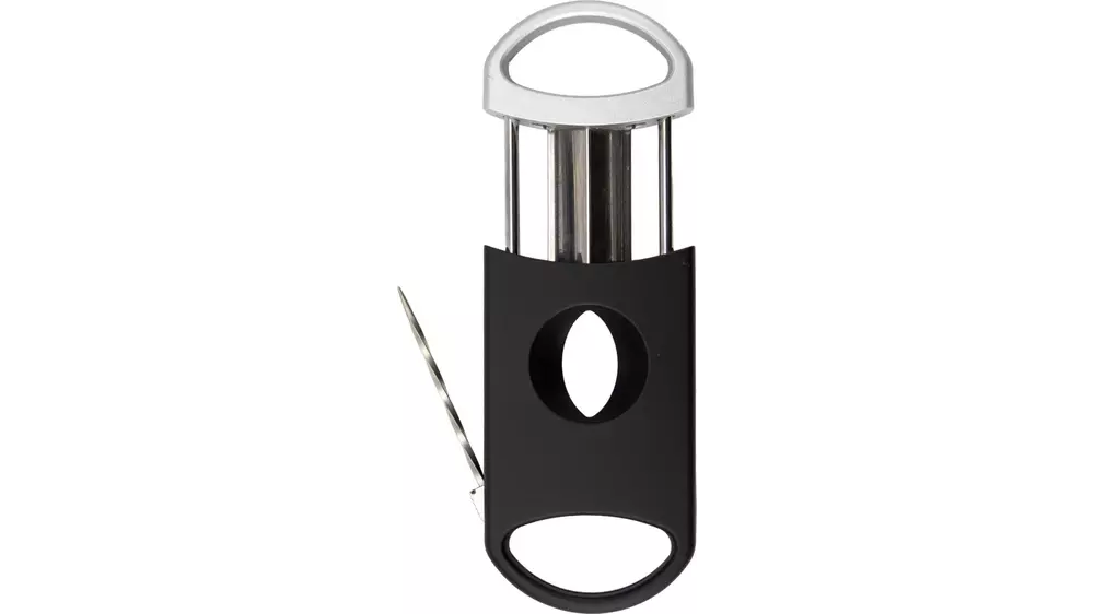резачка Cigar cutter kerf cut rubber finish black and silver