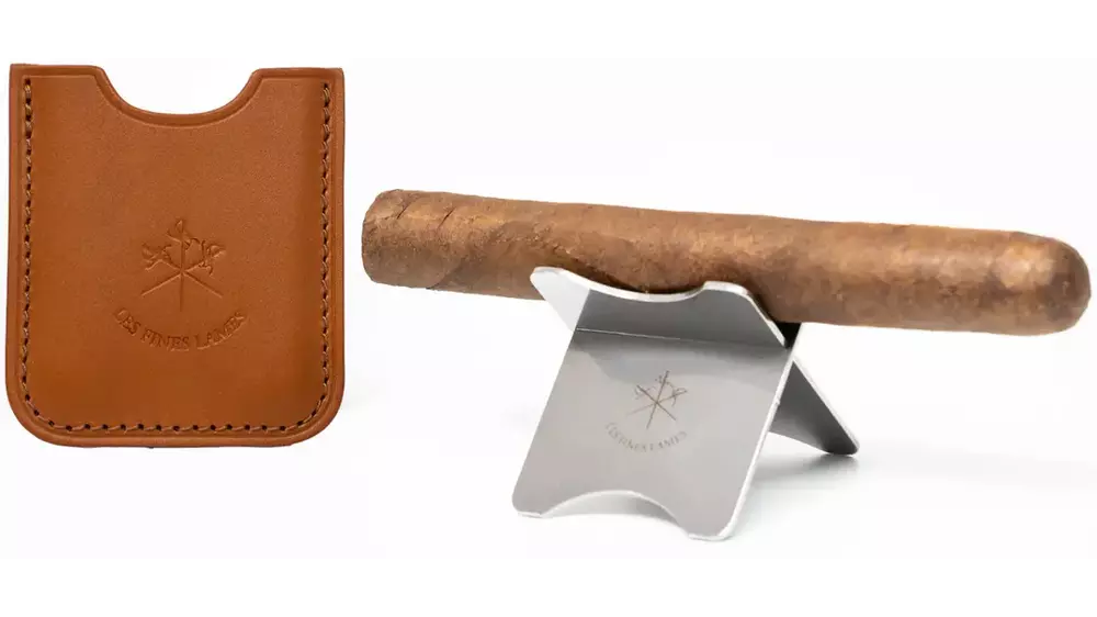 поставка за пури Les Fines Lames Cigar Stand Tan leather