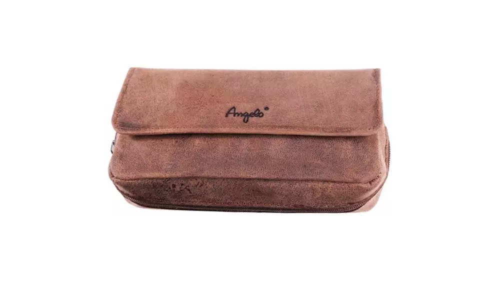калъф за лула Angelo Brown for 2 pipe Goat Leather