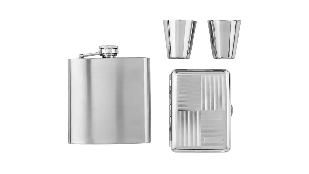 под. к-т Angelo Flask set with cigarette case chrome