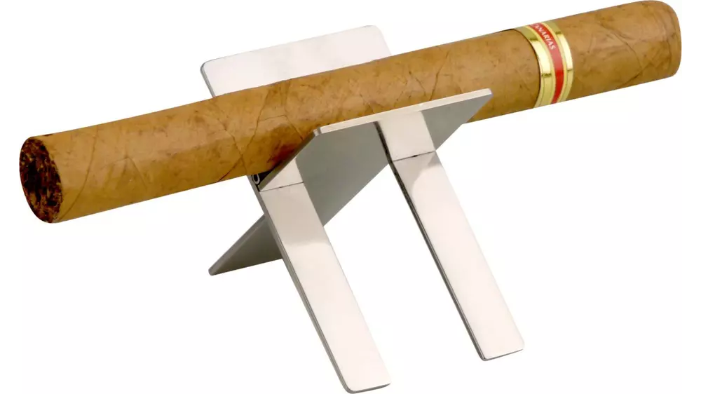 поставка за пури Cigar stand XL metal chrome 7x4 cm
