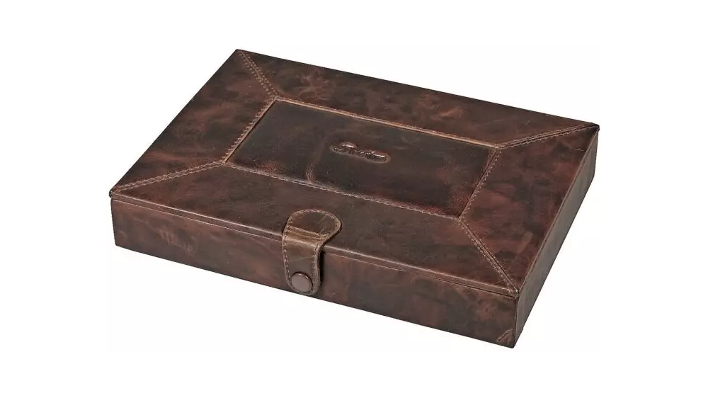 humidor Passatore travel brown leather antique 10 cig.