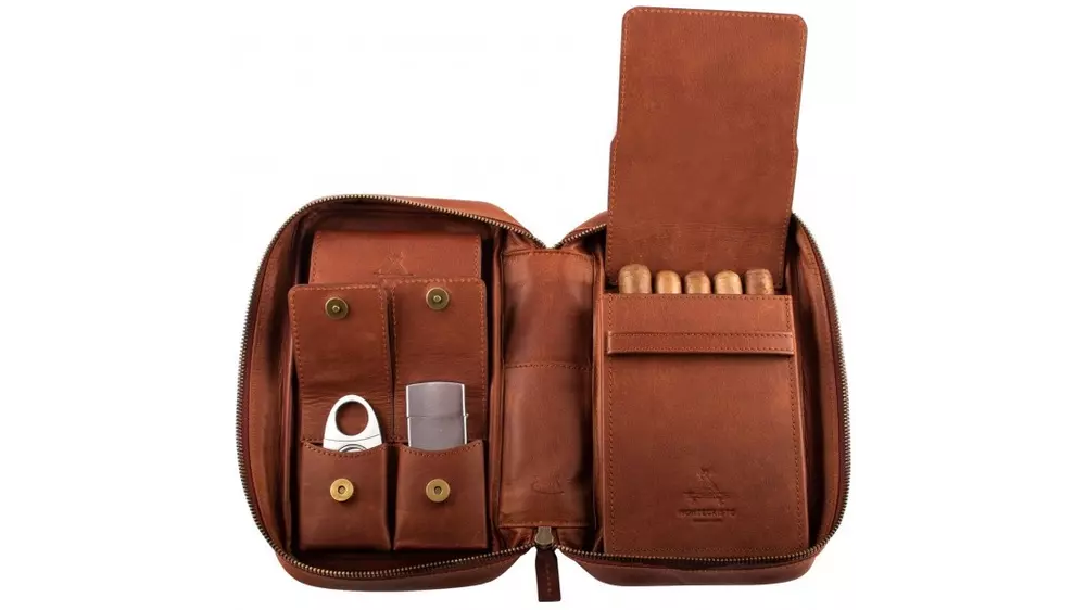 умидор MONTECRISTO Travel brown leather 5 cig