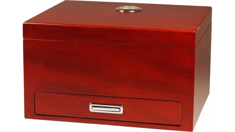 humidor Red-brown matt with drawer 40 cig