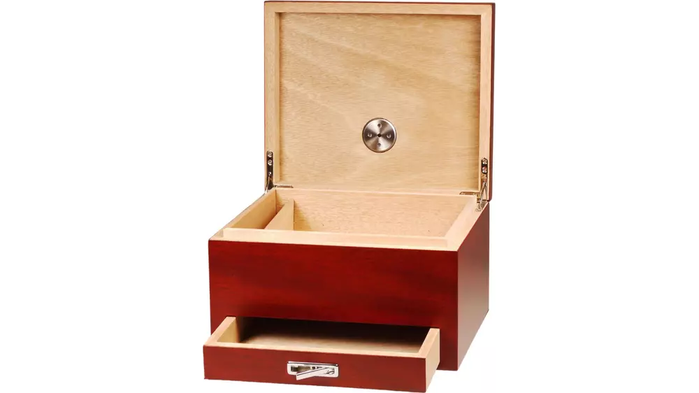humidor Red-brown matt with drawer 40 cig