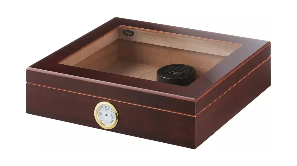 humidor Angelo Glasstop Brown 20 cig 26x22x6,5 cm