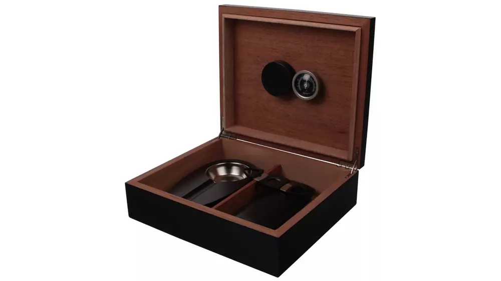 умидор сет Black ashtray, cutter and cigar case