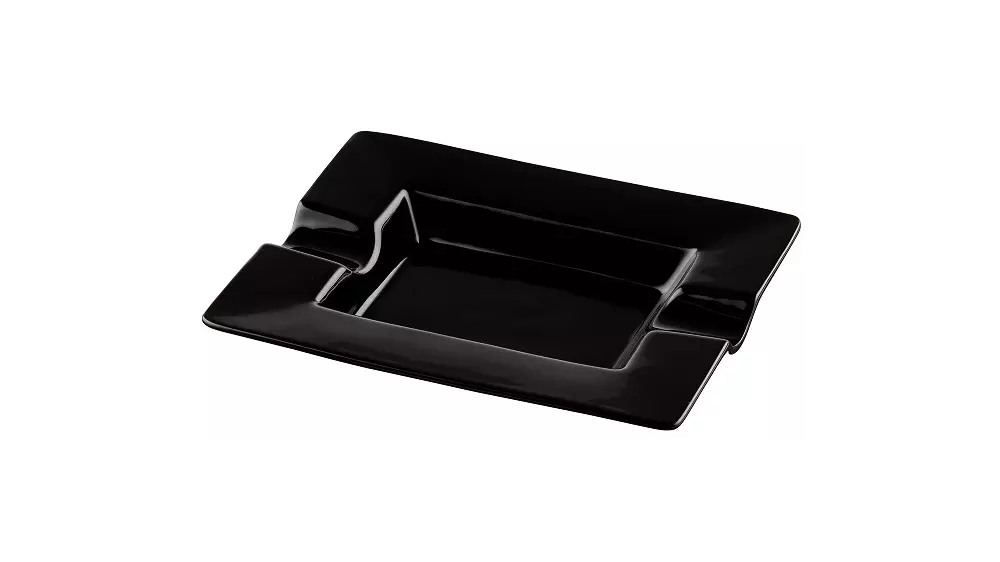 ashtray Angelo rectangular black ceramic 2 cigars