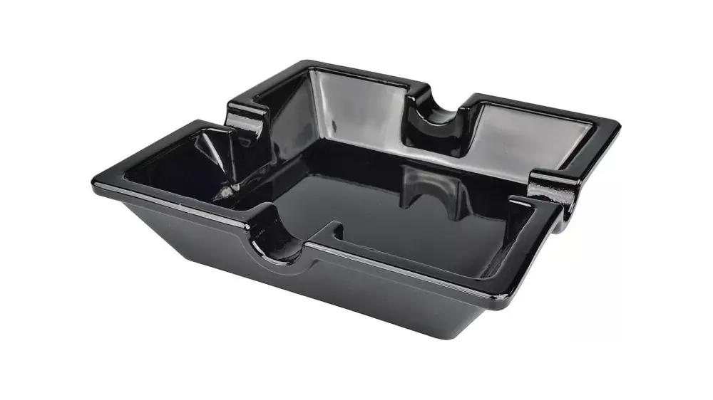 пепелник Cigar Square glass black 16 cm 4 cigars