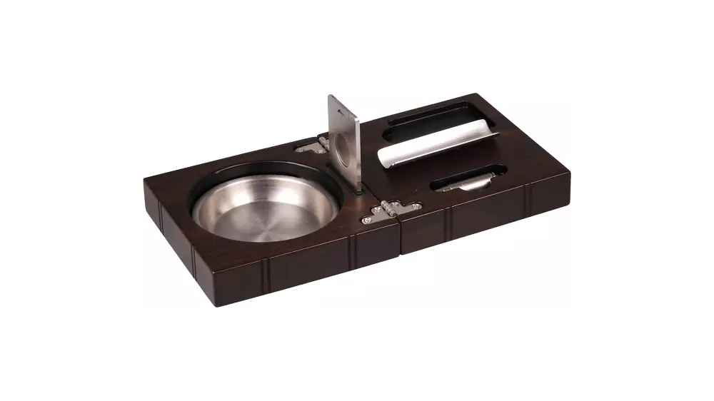 пепелник Cube set walnut with  cutter and punch