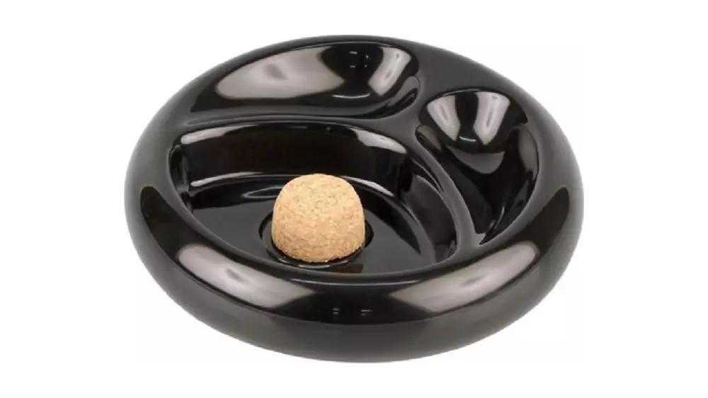 ashtray Pipe round black shiny 2 pipes