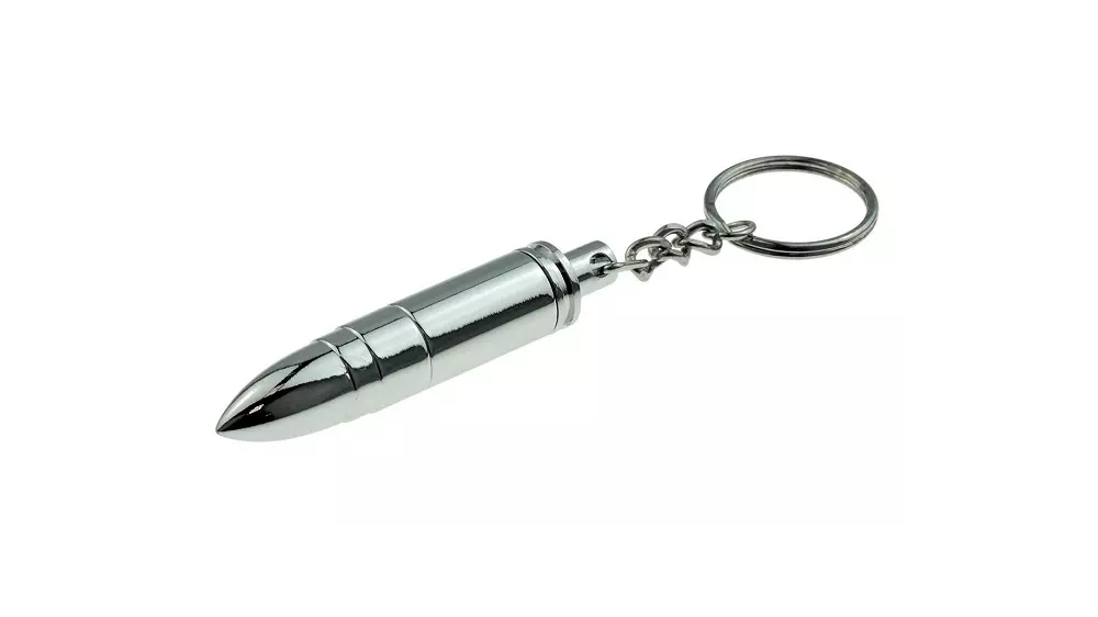 Bullet metallic keyring chrome 09352