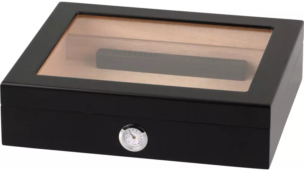 humidor Glass top black matt 25 cig