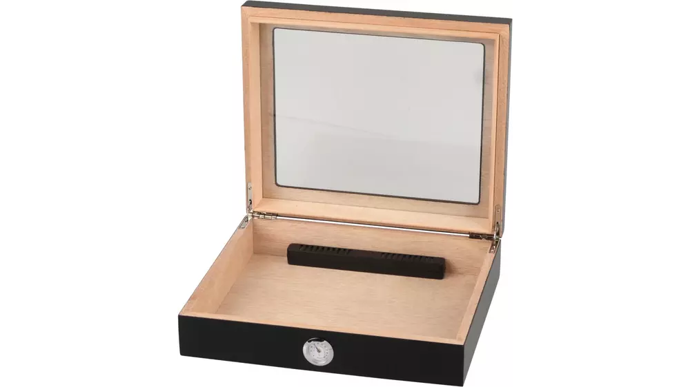 humidor Glass top black matt 25 cig