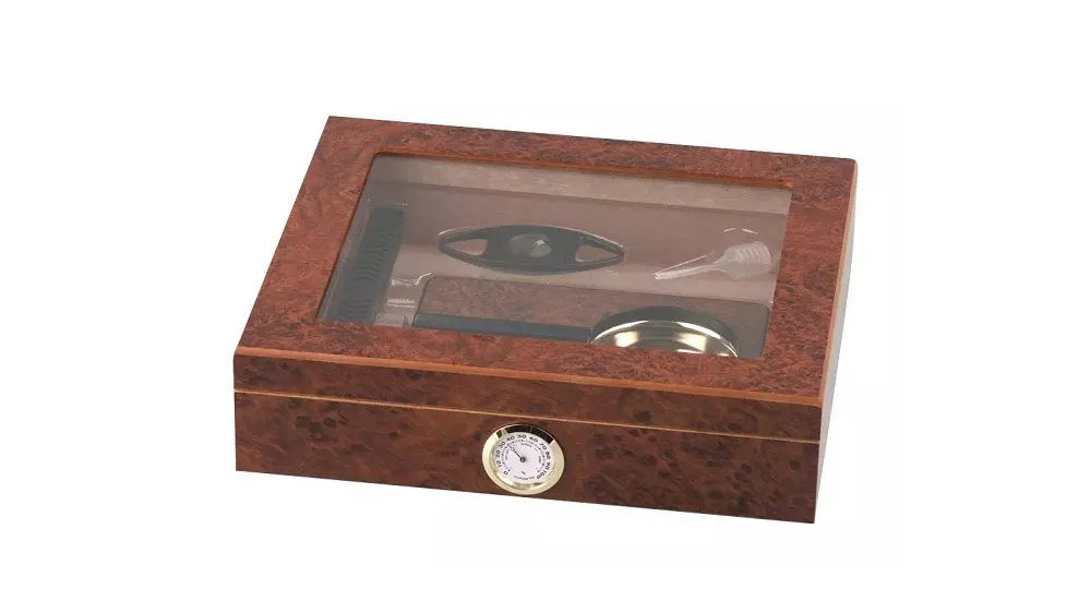 умидор сет Glass Top Brown - ashtray and cutter