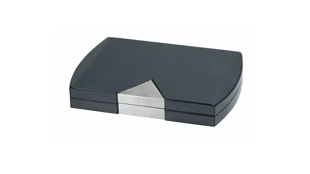 humidor Travel carbon with metal decoration, 10 cigars