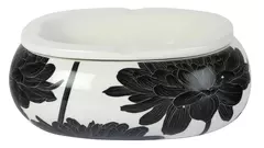 пепелник Wind Oval ceramic flowers black and white mix
