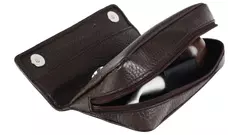 калъф за лула Leather dark brown 2 pipes
