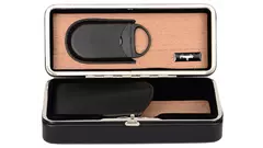 умидор Angelo travel black leather 2 cig+cutter
