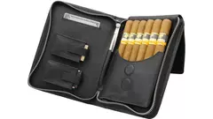 калъф за пури ADORINI Travel real leather black yarn 6 cig