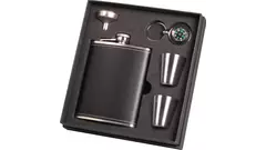 под. к-т Hip flask chrome black 2 cups 210ml