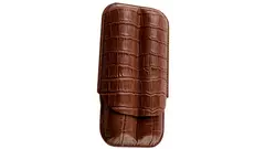 cigar case Angelo genuine leather brown croco 2 cig