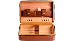 humidor Passatore travel leatherette light brown/zipper 5 cig