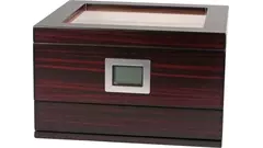 humidor Glass top Ebony matt with drawer 25 cig