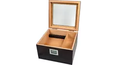 humidor Glass top Ebony matt with drawer 25 cig