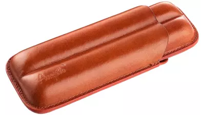 cigar case Angelo genuine leather brown 2 cig