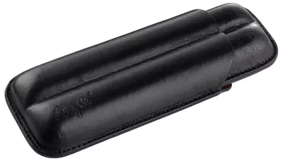 cigar case Angelo genuine leather black 2 cig